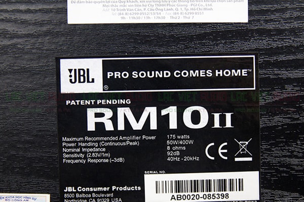 Mặt sau loa JBL RM 10 II - Lạc Việt Audio