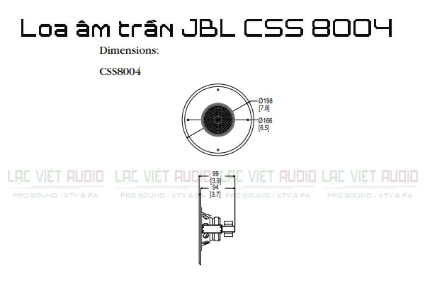 Thông số kỹ thuật của sản phẩm Loa âm trần JBL CSS 8004 