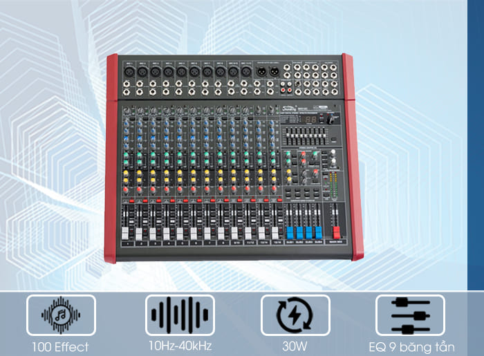 Bàn mixer Soundking MIX12C sử dụng các linh kiện cao cấp Bàn mixer Soundking MIX12C sử dụng các linh kiện cao cấp