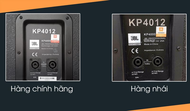 Các thông số in trên loa thật rõ và sắc nét, trên loa nhái thì lem nhem, nét in thô
