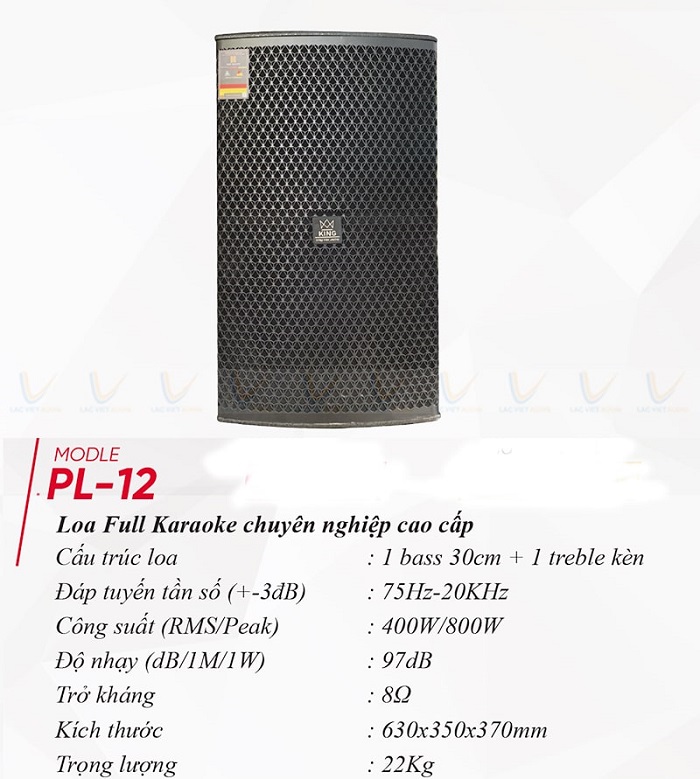 Thông số kỹ thuật của loa karaoke King PL-12