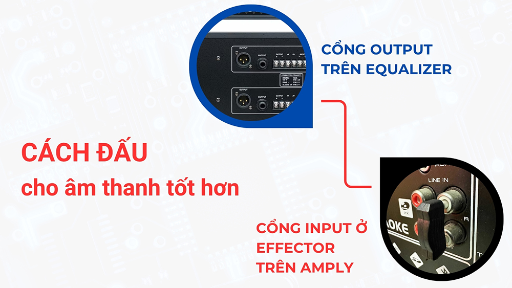 Cách 2: Đấu từ OUT của EQ sang cổng IN effector của amply (qua cầu chữ U)