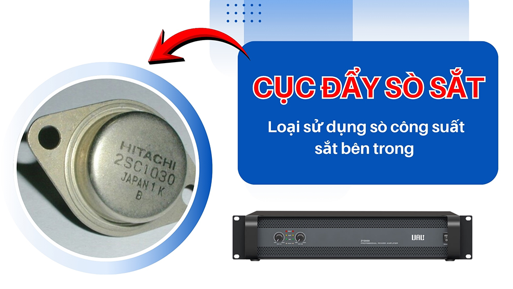 Cục đẩy sò sắt là loại sử dụng sò công suất sắt bên trong, như hình trên Cục đẩy sò sắt là loại sử dụng sò công suất sắt bên trong, như hình trên