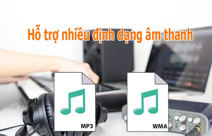 Hỗ trợ nhiều định dạng âm thanh như Mp3, WMA, MAV
