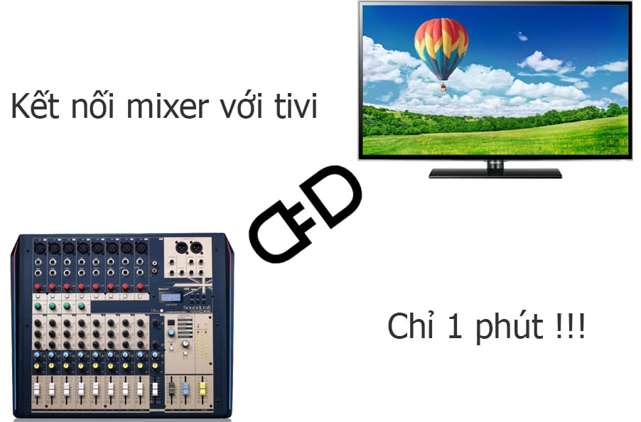 Kết nối mixer với tivi để có thể lấy nguồn nhạc trực tiếp từ tivi mà không cần dùng nguồn âm khác