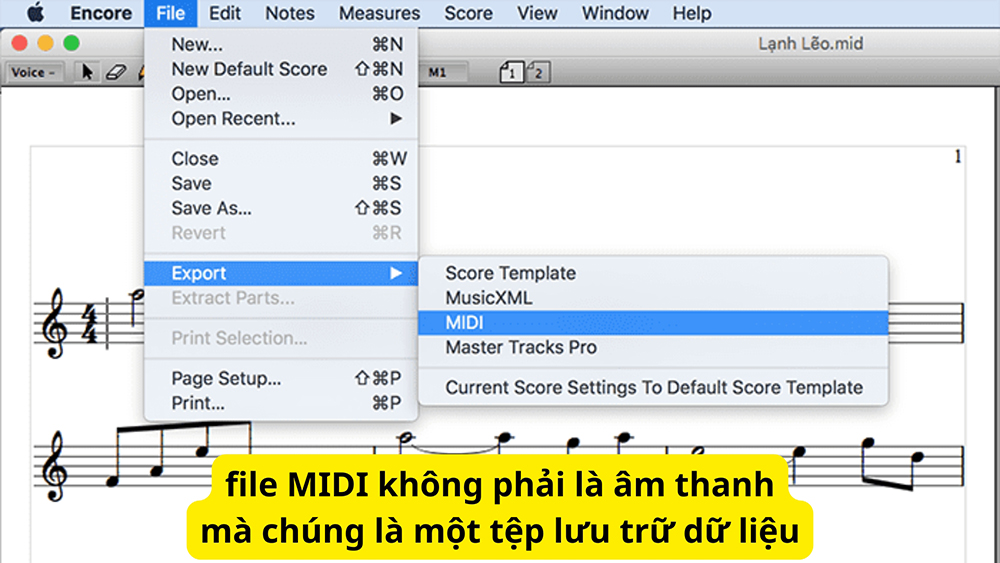 file MIDI không phải là âm thanh mà chúng là một tệp lưu trữ dữ liệu