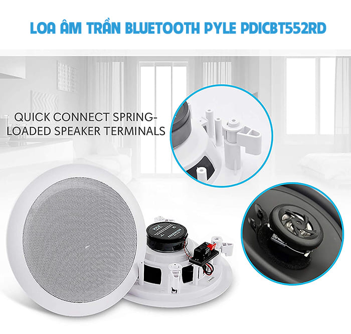 Pyle PDICBT552RD thiết kế củ loa đồng trục giúp các dải âm ra hài hòa, mềm mại