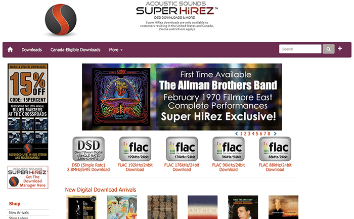 Acoustic Sounds Super HiRez - web download nhạc DSD