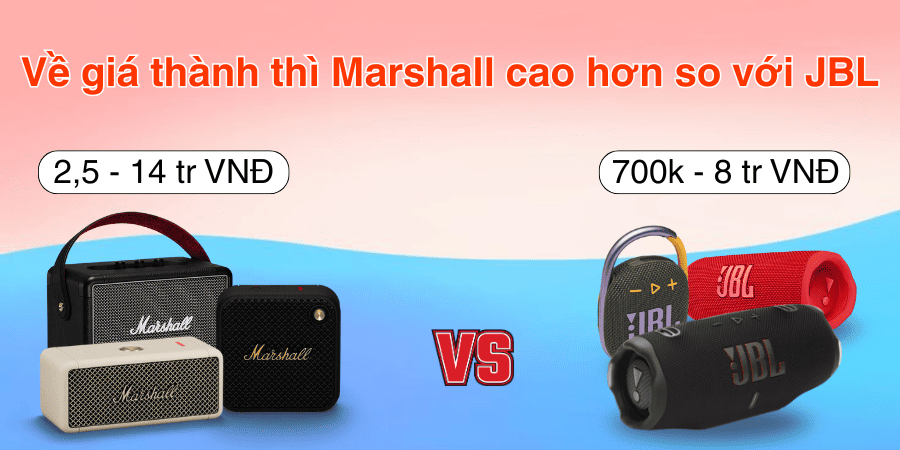 Về giá thành thì Marshall cao hơn so với JBL