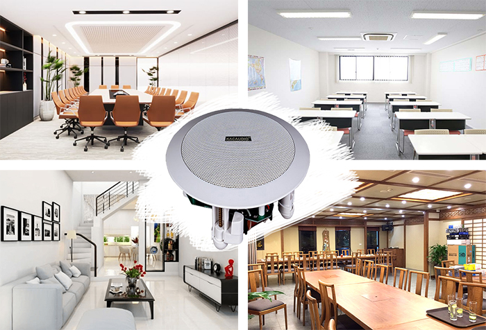 Loa âm trần KAC Audio dùng cho nhiều hệ thống như trường học, phòng họp, nhà hàng,...
