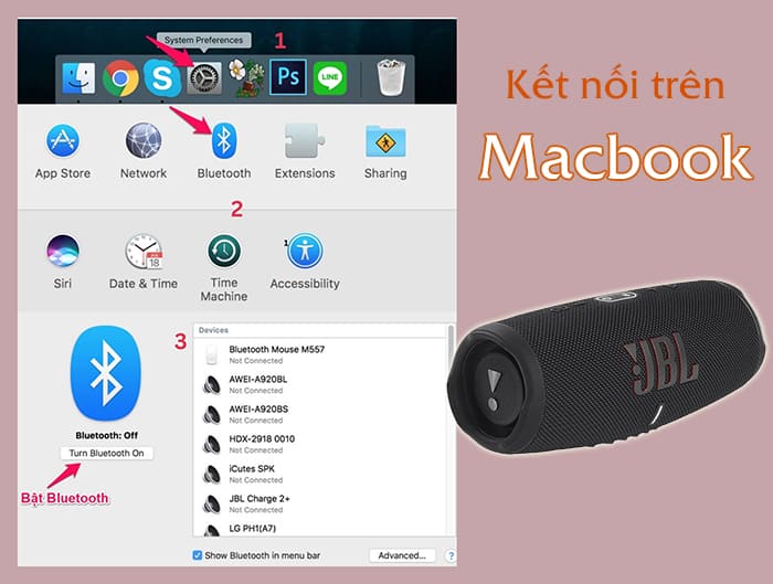 Kết nối JBL bằng bluetooth trên Macbook
