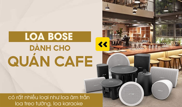 Loa Bose quán cafe có nhiều loại như loa âm trần, loa treo tường, loa karaoke,...