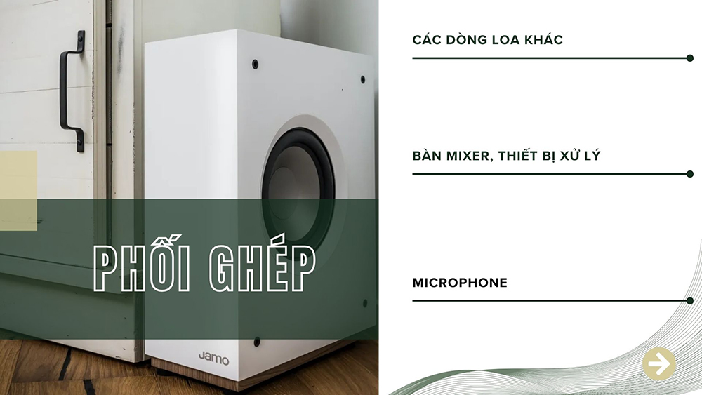 Loa trầm điện ghép nối linh hoạt với nhiều thiết bị âm thanh khác trong hệ thống Loa trầm điện ghép nối linh hoạt với nhiều thiết bị âm thanh khác trong hệ thống