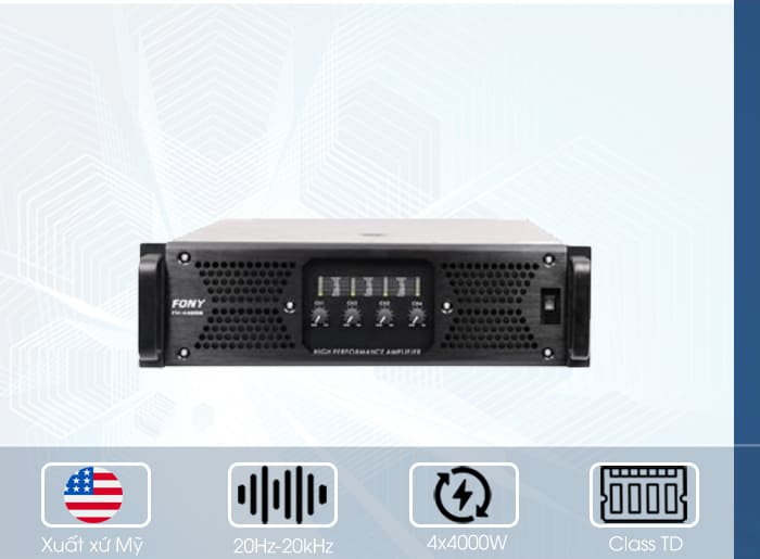 Cục đẩy công suất Fony FN-44000 hạn chế méo tiếng, ù rè