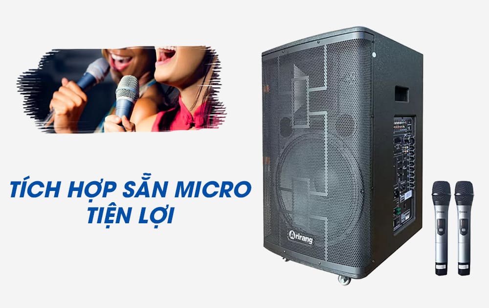 Tích hợp sẵn micro không dây tiện lợi với loa kéo Arirang