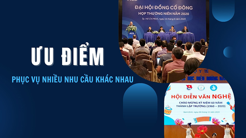 Ưu điểm của hệ thống là phục vụ nhiều nhu cầu, chất lượng tốt, dễ mở rộng 