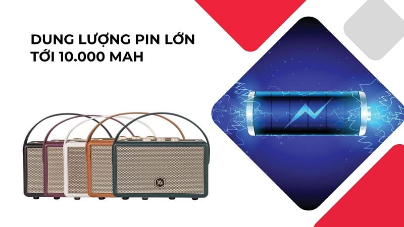 Loa Alpha Works AW-W88 có dung lượng pin lớn 10.000mAh chơi nhạc tới 34h
