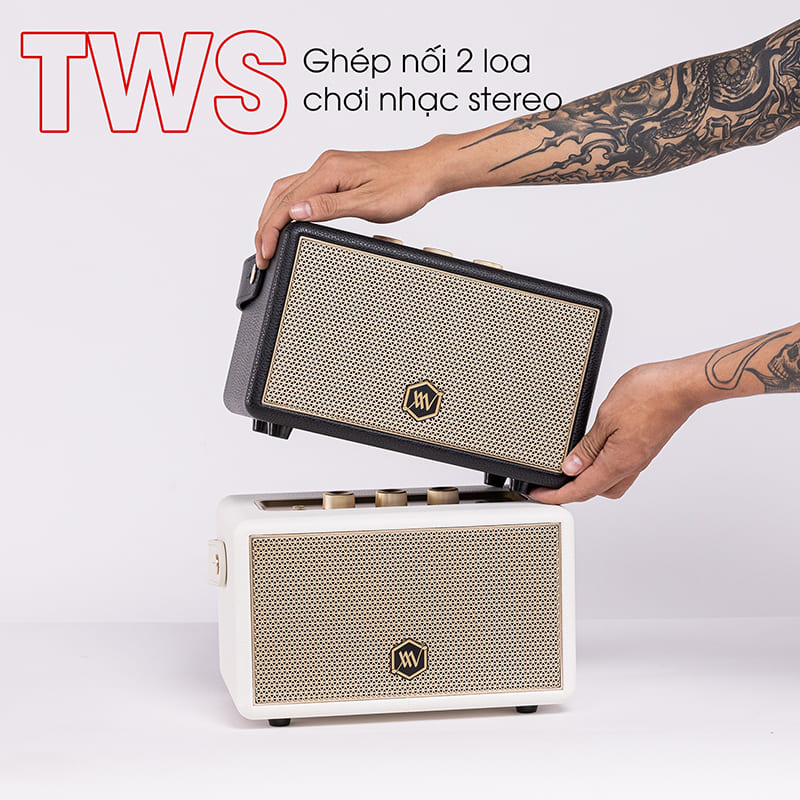 Tích hợp công nghệ TWS ghép nối 2 loa chơi nhạc stereo