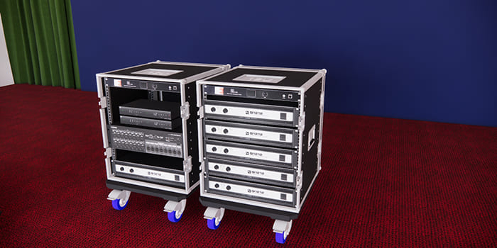 Các thiết bị âm thanh được đặt trong tủ rack tối ưu không gian