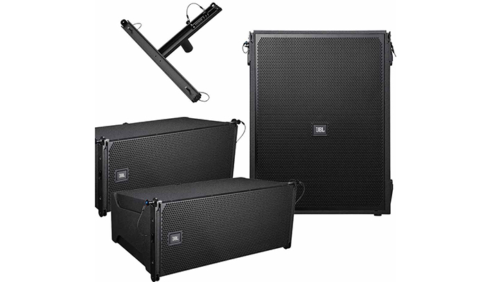 Các loa array có thể kết nối với nhau nhờ các khung, trục kim loại