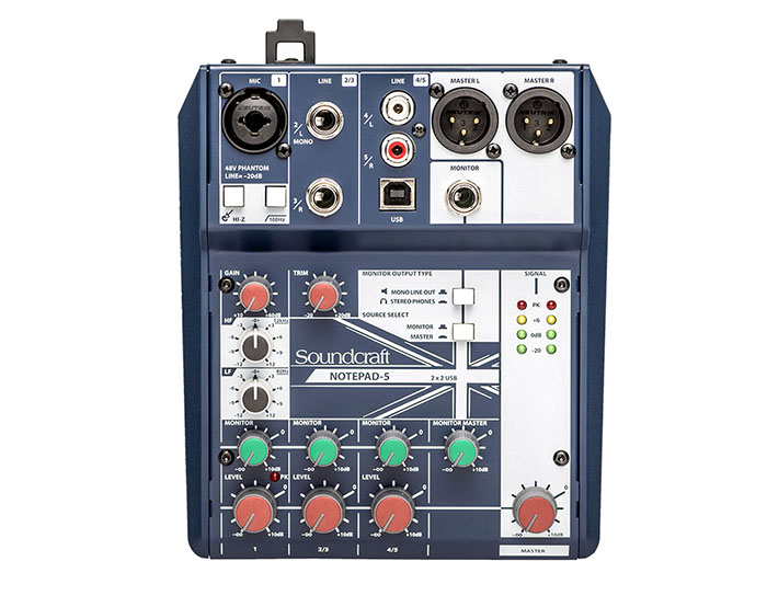 Bàn mixer Soundcraft Notepad 5FX Thiết kế nhỏ gọn, nút chỉnh khoa học