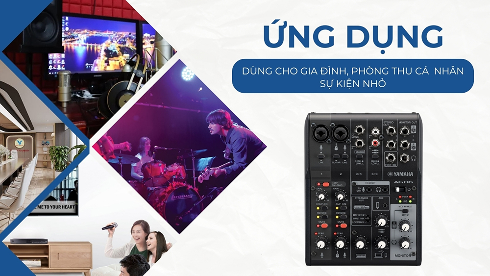 Mixer 6 line thường dùng cho gia đình, karaoke, phòng trà, sân khấu nhỏ Mixer 6 line thường dùng cho gia đình, karaoke, phòng trà, sân khấu nhỏ