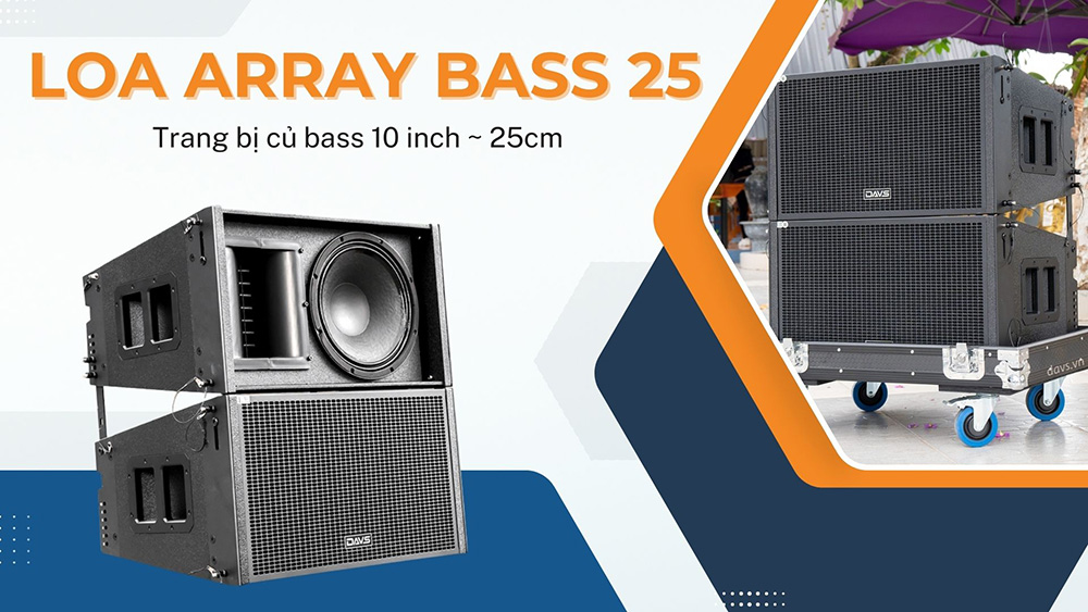 Loa array bass 25 là dòng array trang bị củ bass 10 inch tương đương 25cm