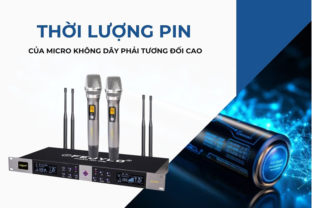 Xem xét thời lượng pin hoạt động của mic không dây