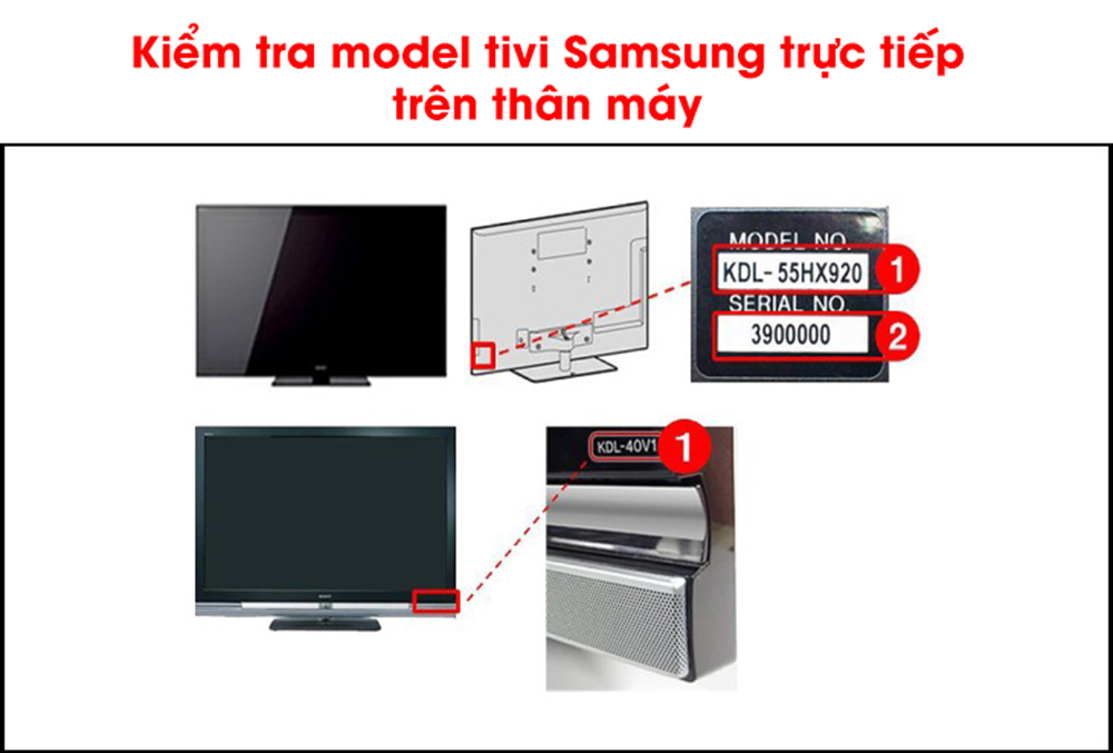 Cách 1: Kiểm tra model của tivi Samsung trực tiếp trên thân máy