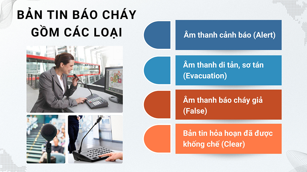 Bản tin báo cháy: Âm cảnh báo, âm sơ tán, báo cháy giả và đám cháy đã được khống chế