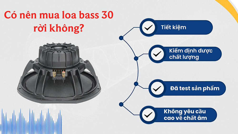 Chỉ mua loa rời bass 30 bãi khi bạn muốn tiết kiệm chi phí hoặc kiểm định đánh giá được sản phẩm