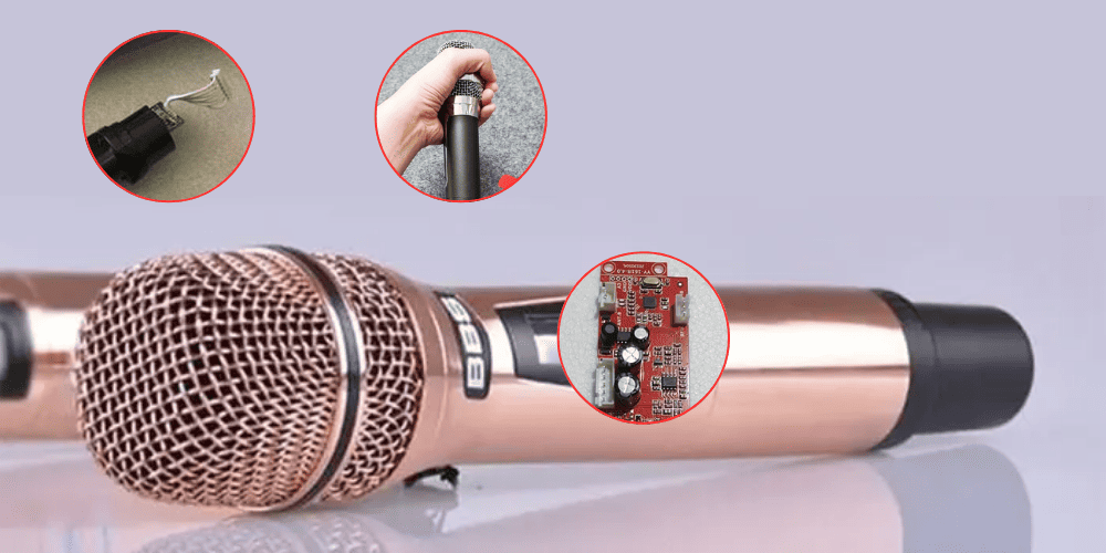 Micro hát nặng tiếng có thể do bị hỏng mạch vì bị rơi, dùng lâu hoặc hỏng bảng mạch bên trong mic