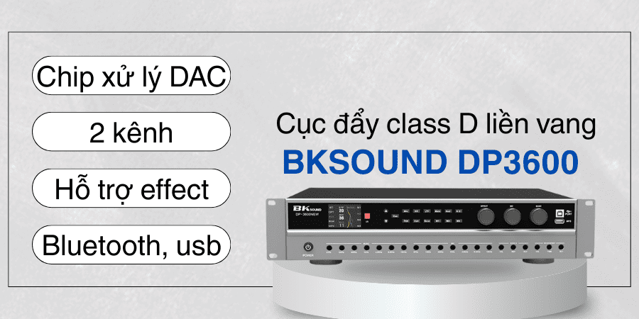 BKSound DP3600 là dòng cục đẩy 2 kênh liền vang class D có mức giá vô cùng hời so với việc mua combo ngoài