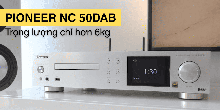 Là dòng ampli class D mini nên Pioneer NC 50DAB có kích thước cực nhỏ gọn với trọng lượng chỉ hơn 6kg