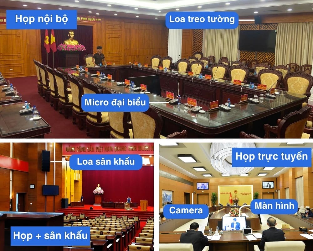 Hệ thống âm thanh phòng họp tập hợp các thiết bị phục vụ họp hành kết hợp nhiều mục đích sử dụng khác