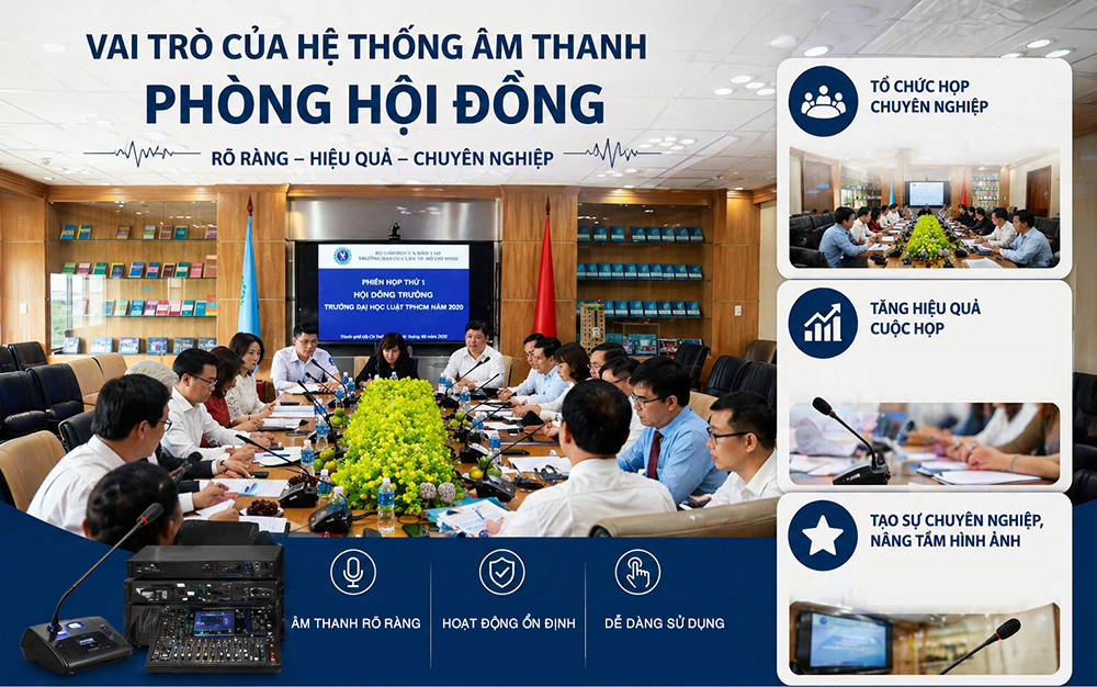 Vai trò của hệ thống âm thanh phòng hội đồng: tổ chức họp, tăng hiệu quả cho cuộc họp, tạo sự chuyên nghiệp