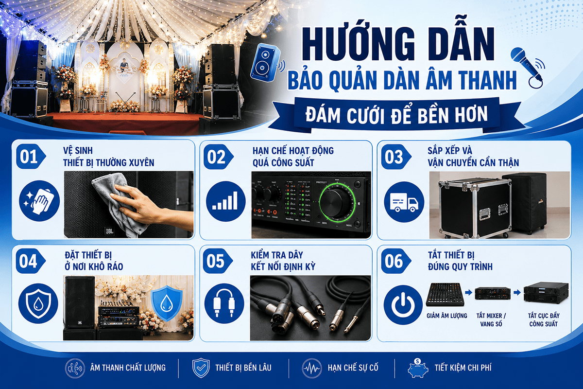 Hướng dẫn bảo quản dàn âm thanh đám cưới để bền hơn