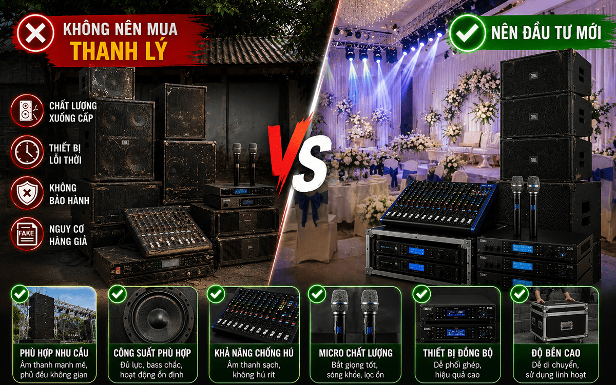 Không nên mua thanh lý dàn âm thanh đám cưới