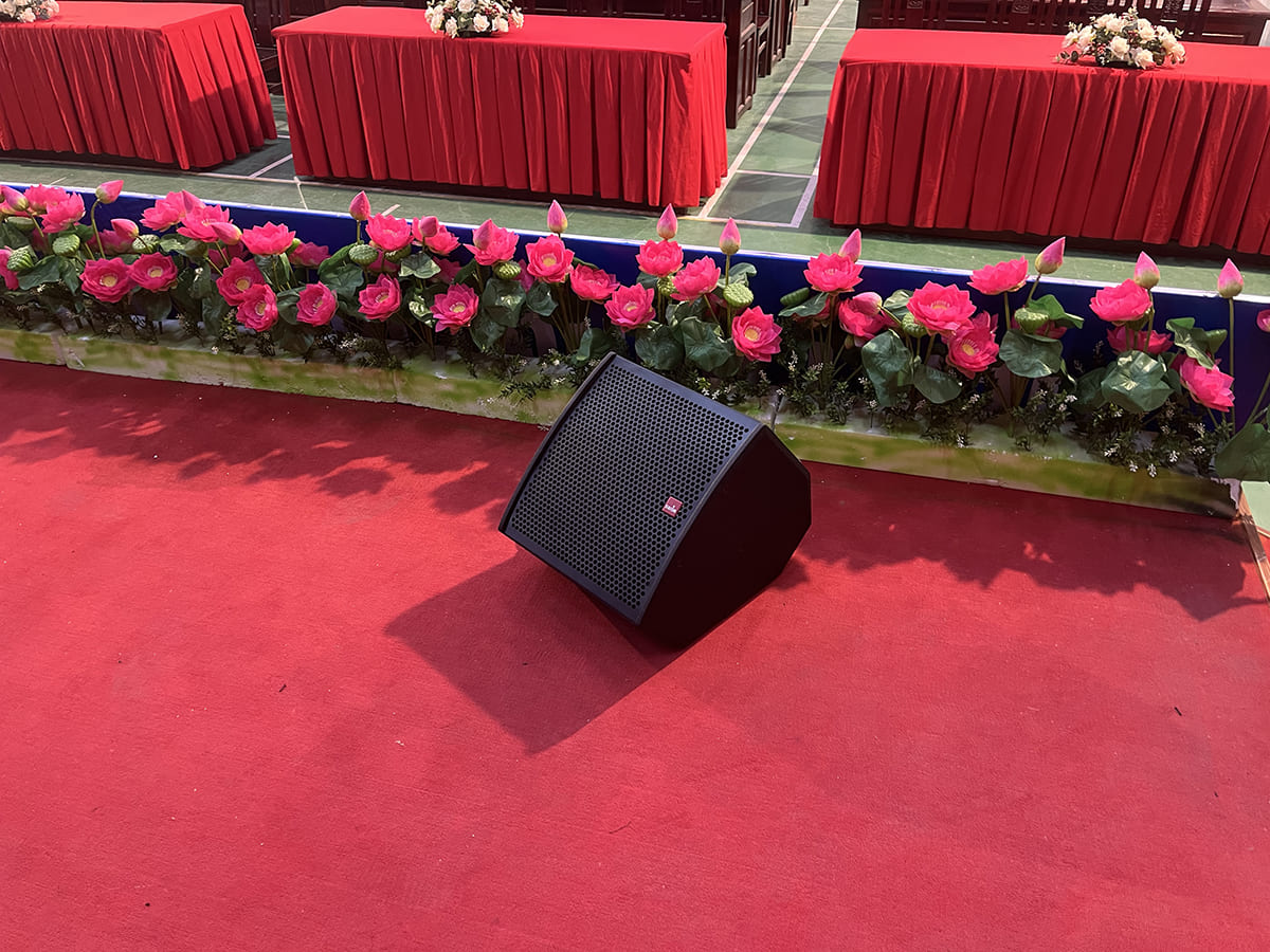 Loa monitor hướng về phía người biểu diễn, MC