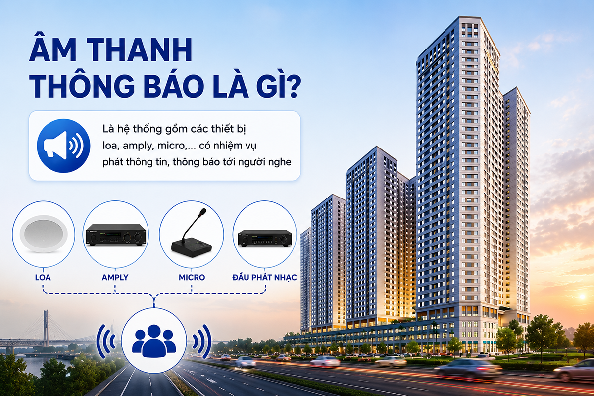 Âm thanh thông báo là hệ thống kết hợp nhiều thiết bị phục vụ mục đích phát thông báo tới người nghe