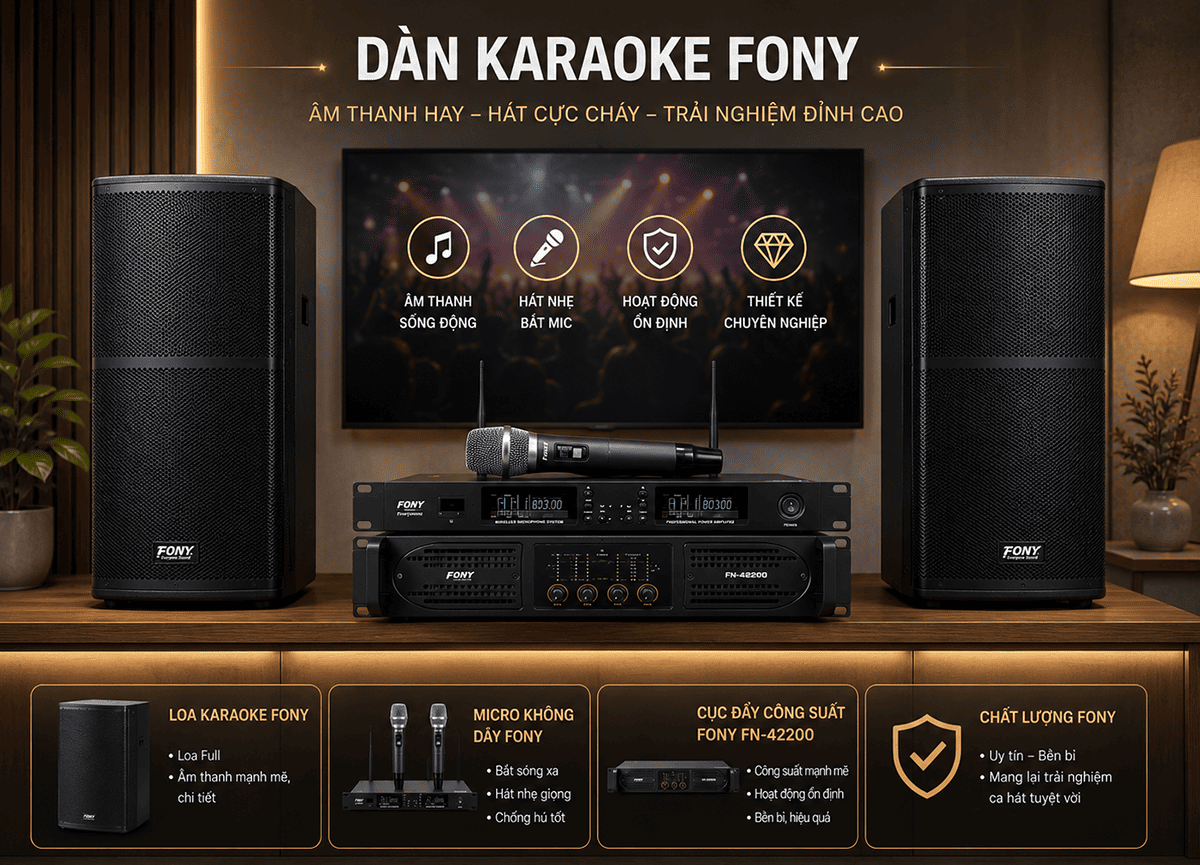 FONY - Chuyên dụng cho phòng karaoke rộng, âm thanh karaoke chuyên nghiệp FONY - Chuyên dụng cho phòng karaoke rộng, âm thanh karaoke chuyên nghiệp
