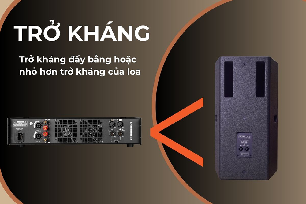 Trở kháng của đẩy phải bằng hoặc nhỏ hơn trở kháng của loa để đảm bảo hoạt động bình thường Trở kháng của đẩy phải bằng hoặc nhỏ hơn trở kháng của loa để đảm bảo hoạt động bình thường