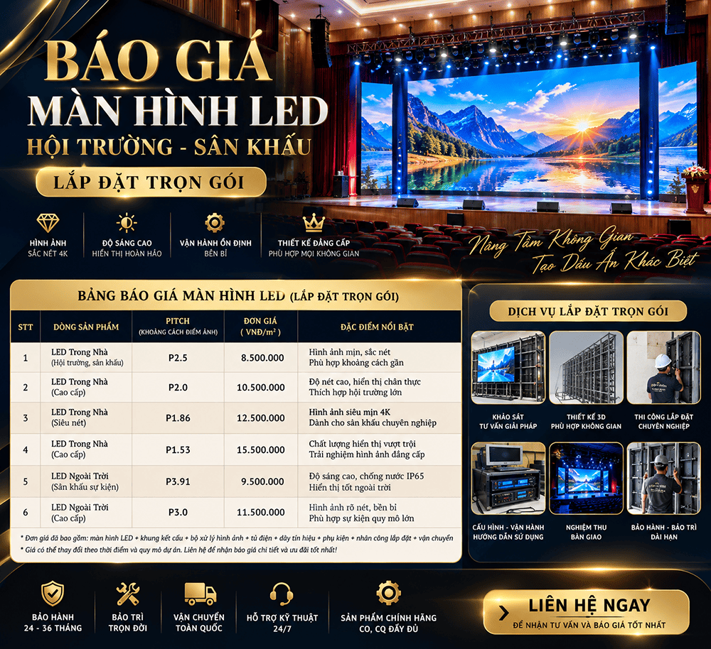 Báo giá màn hình LED hội trường Báo giá màn hình LED hội trường